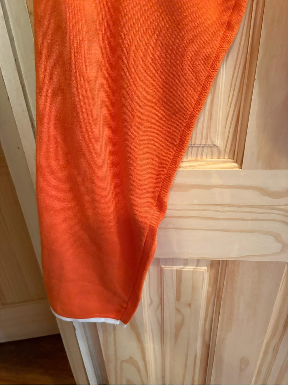 FASHION 2 PC Orange Knit  Zip-Up Top with White Trim and matching pants - Picture 10 of 10